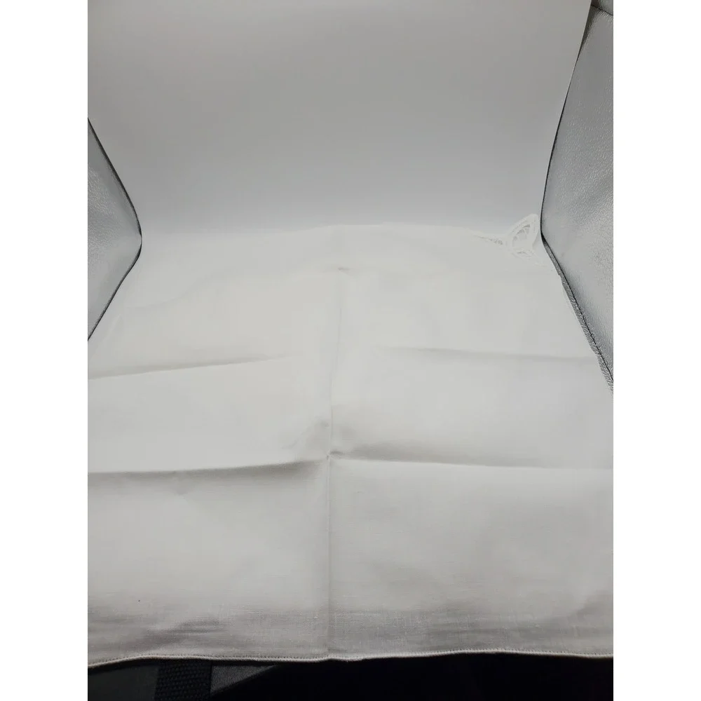 Vintage Mid-Century White Linen Cutwork Napkins - Set of 8